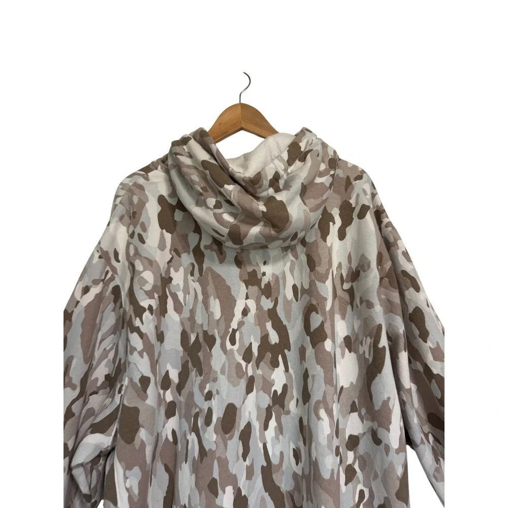 Nike Hoodie Mens 3XL Tall Beige Gray Camo Pullover Embroidered Logo Fleece